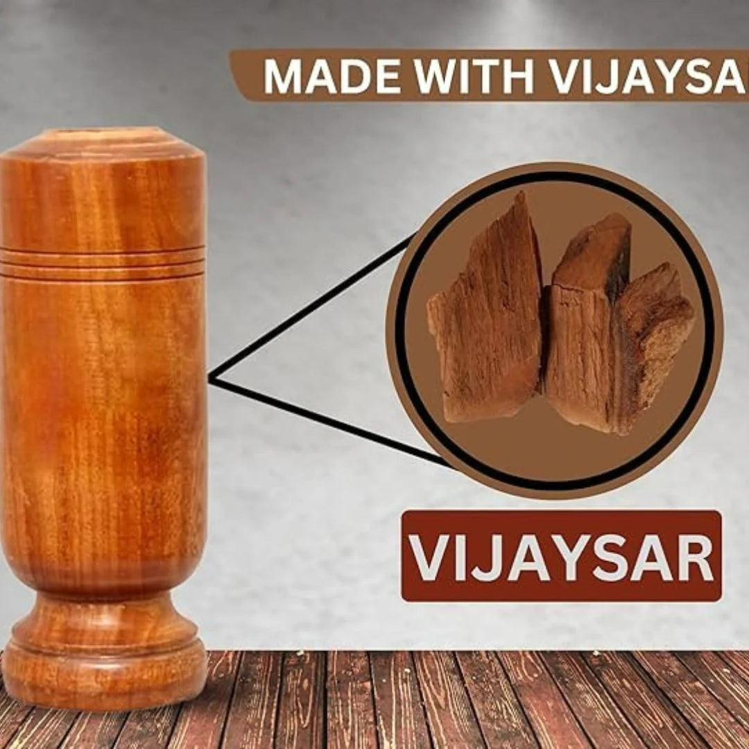 Myacra Lab certified Vijaysar wood Glass | Ayurvedic Glass/Tumbler | Sugar Vijaysar Wood Glass | Vijaysar Ki Lakdi Ka Glass | Vijaysar Herbal Tumbler | Bija Glass 100ml