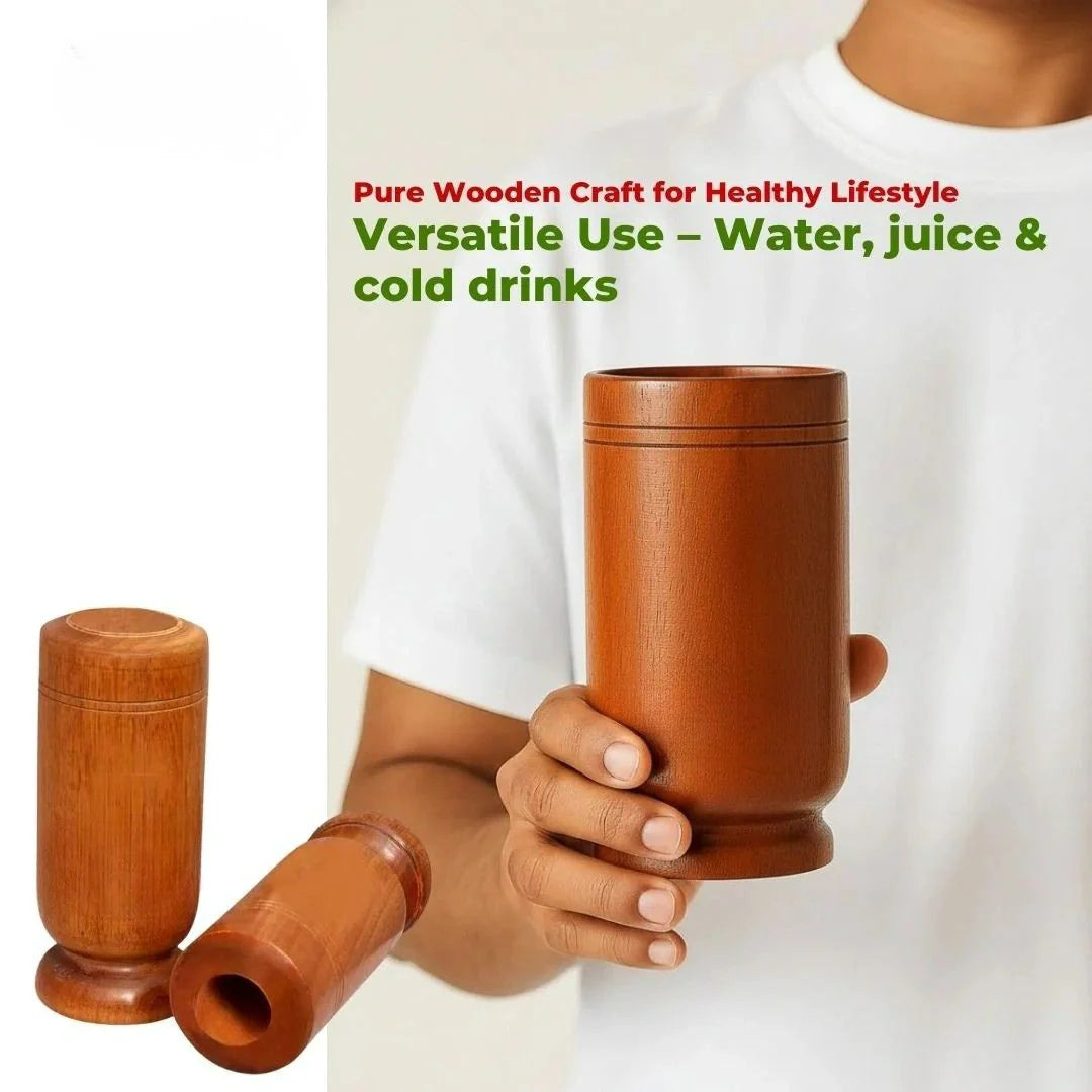 Myacra Lab certified Vijaysar wood Glass | Ayurvedic Glass/Tumbler | Sugar Vijaysar Wood Glass | Vijaysar Ki Lakdi Ka Glass | Vijaysar Herbal Tumbler | Bija Glass 100ml