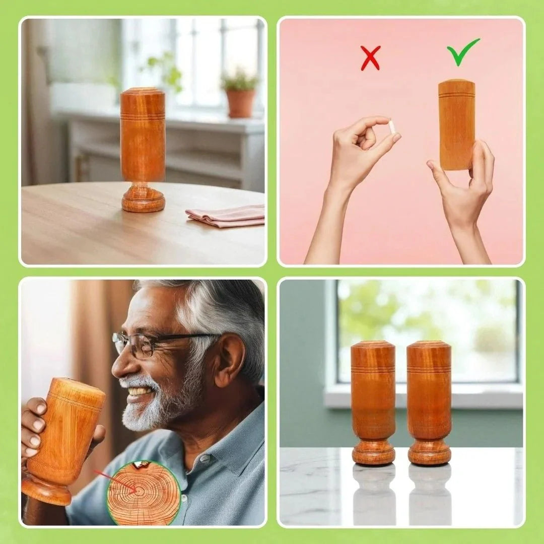 Myacra Lab certified Vijaysar wood Glass | Ayurvedic Glass/Tumbler | Sugar Vijaysar Wood Glass | Vijaysar Ki Lakdi Ka Glass | Vijaysar Herbal Tumbler | Bija Glass 100ml