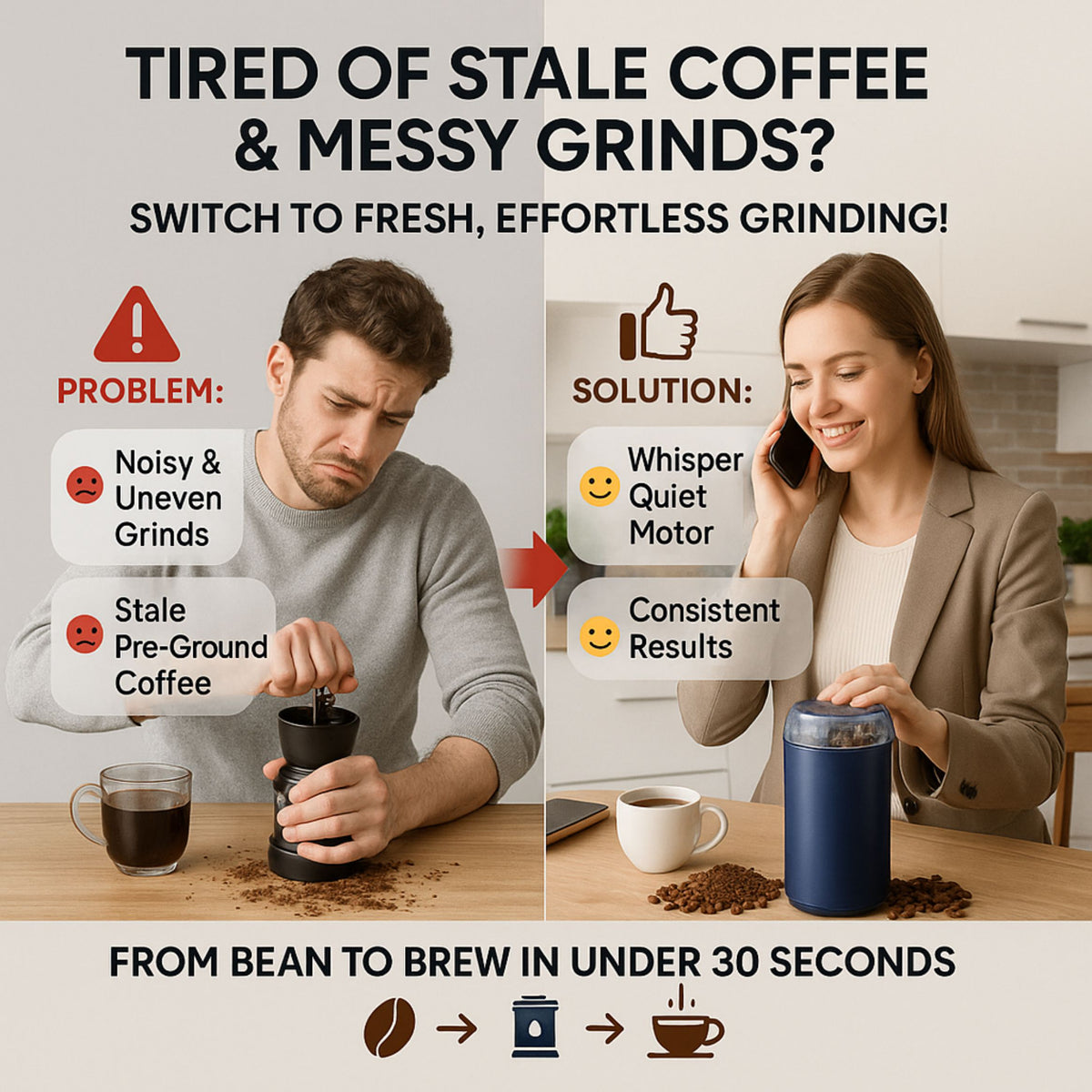 PureGrind™ – Fresh Grounds, Perfectly Pulled | Grind Your Favorites in Seconds