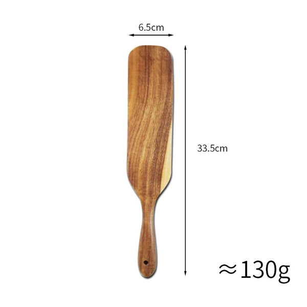 Acacia Teak Wood Long-Handled Cooking Spatula Set – Perfect for Mixing & Serving in Style!