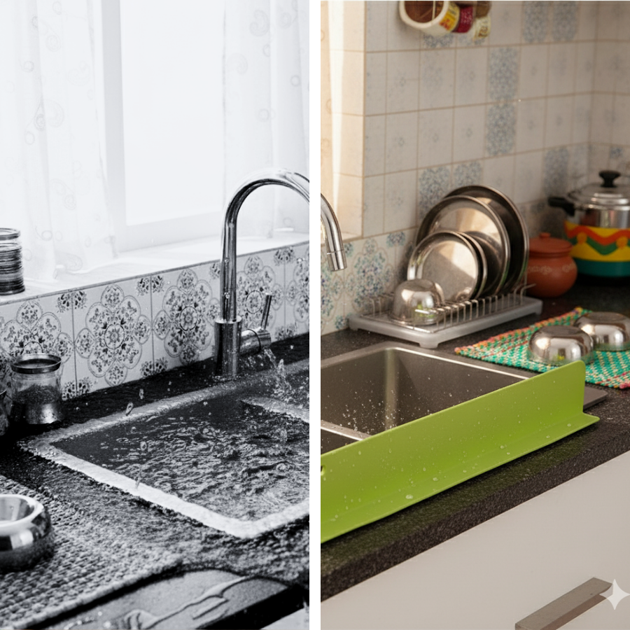 Anti-Splash Sink Guard for Kitchen Countertop